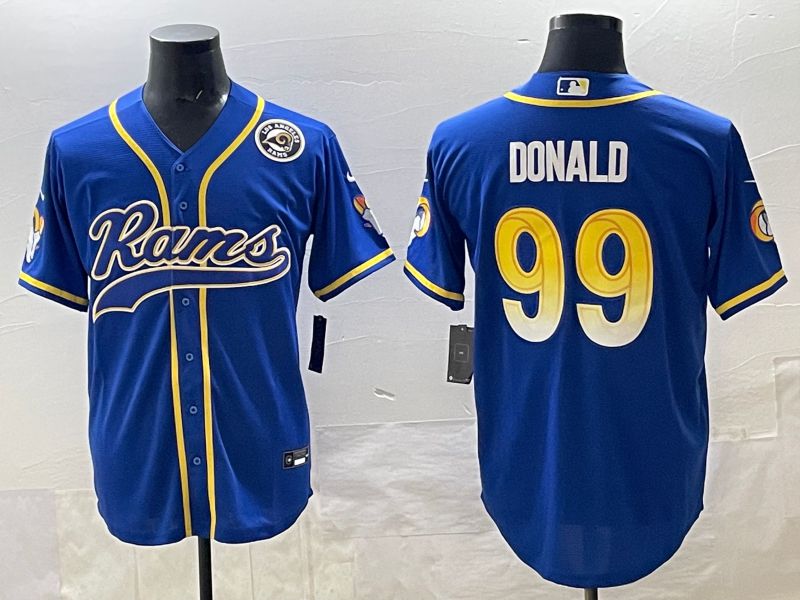 Men 2025 Los Angeles Rams #99 Donald Blue Second generation joint name Nike Limited NFL Jersey style 03->boston celtics->NBA Jersey